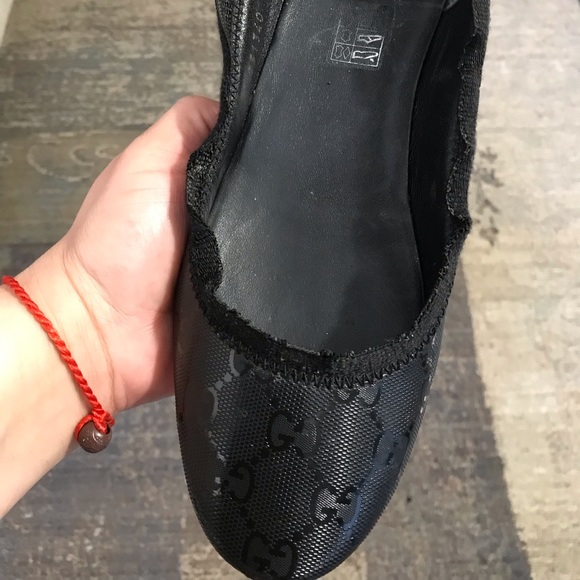Gucci Black GG Logo flats Size 7.5 G - Picture 4 of 16